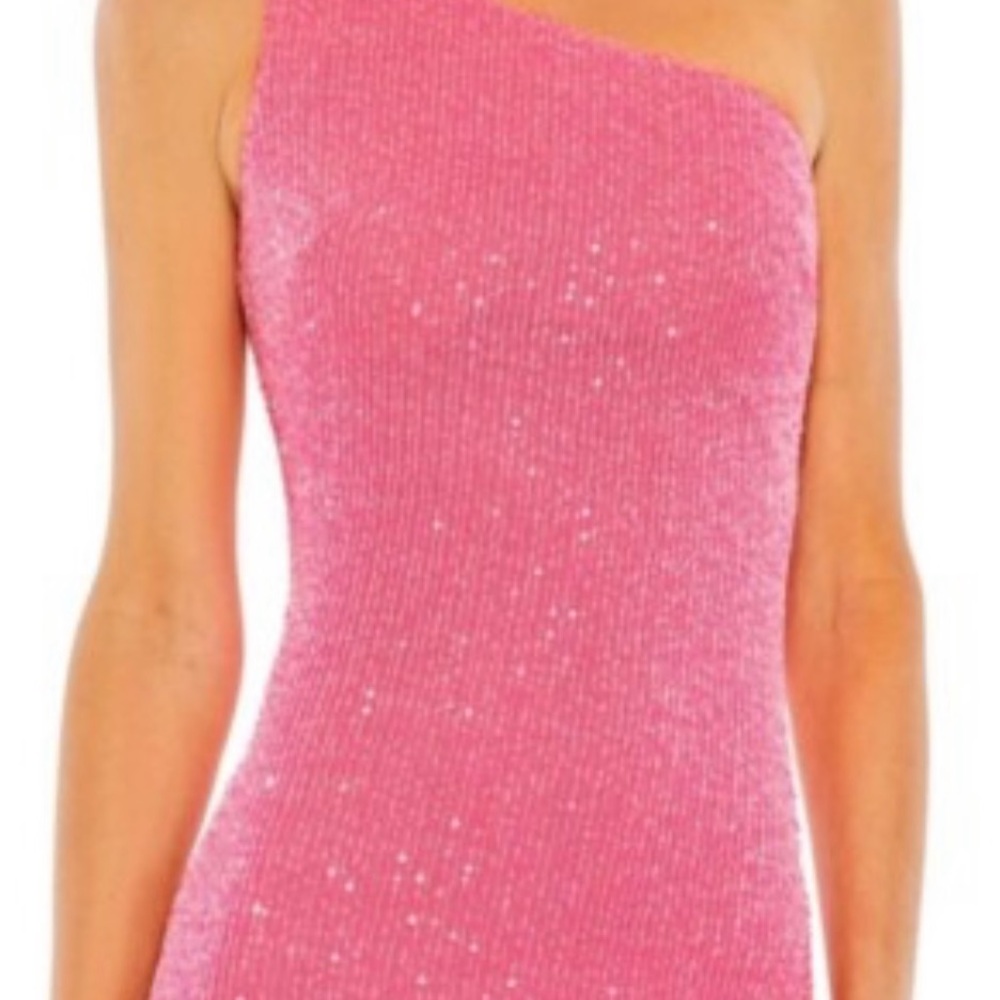 McDougall Chic One-Shoulder Draped Back Sequin Dress